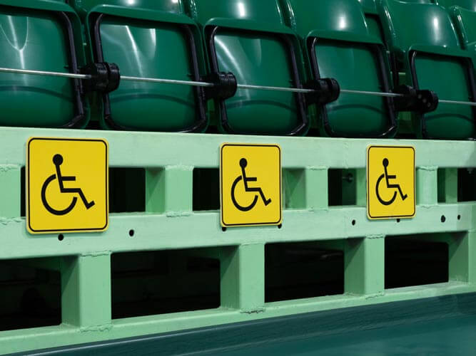 Accessibilità e usabilità degli stadi: posti a sedere disabili