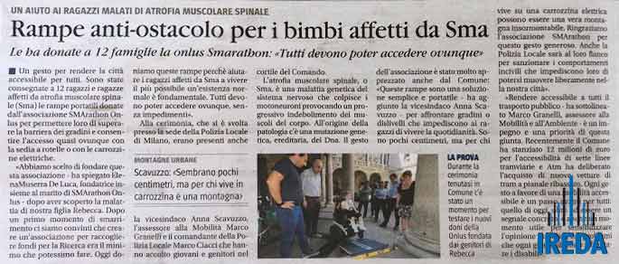 Consegnate 12 rampe pieghevoli in vetroresina leggera a ragazzi affetti da SMA a Milano